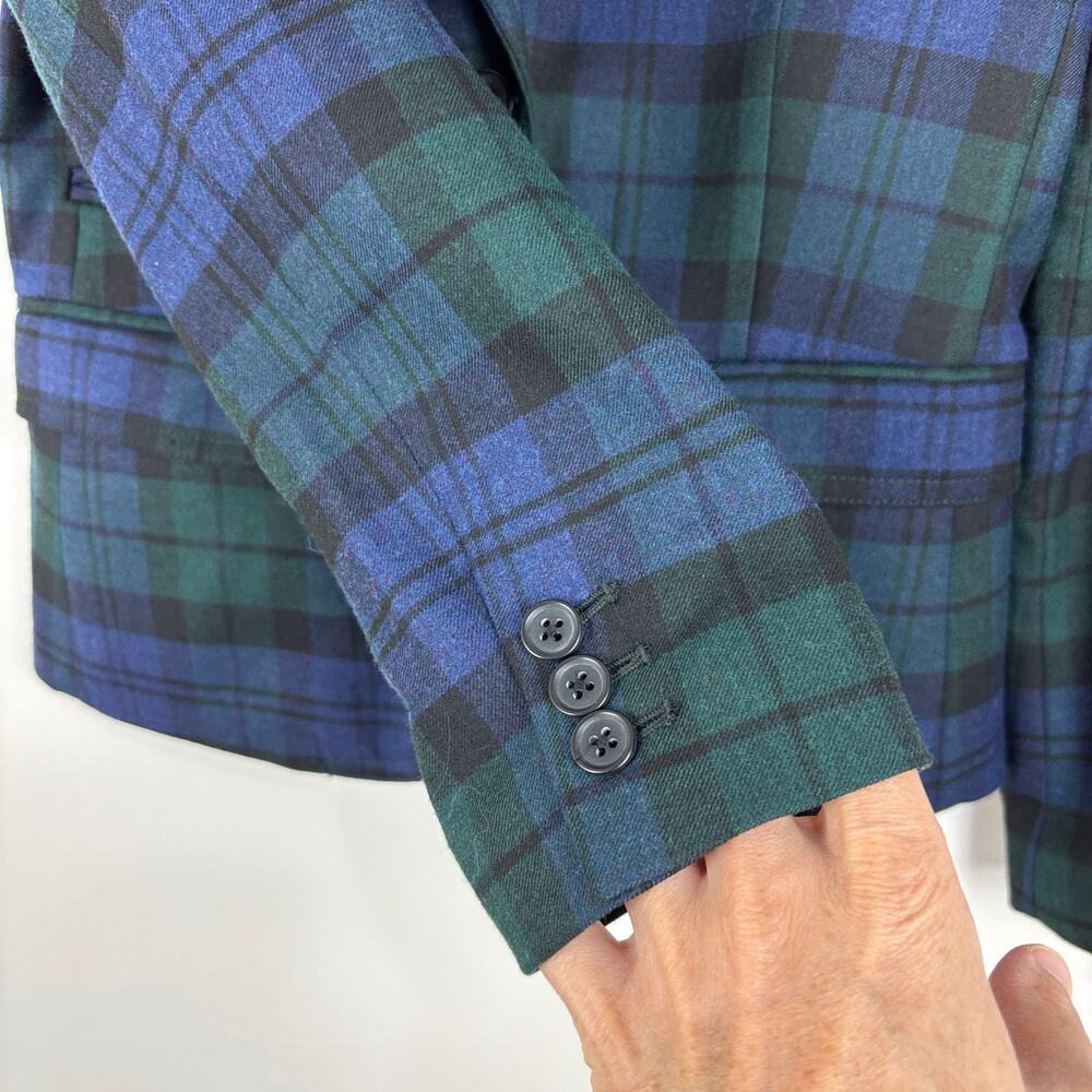 J. Crew Factory black watch plaid blazer 0 Wool blend 22235 academia preppy - Picture 6 of 10